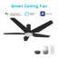 Ventilateur de plafond intelligent Woodrow avec télécommande, ensemble d'éclairage inclus, fonctionne avec l'assistant Google, Amazon Alexa et les raccourcis Siri.-622469860-622469862-622469863