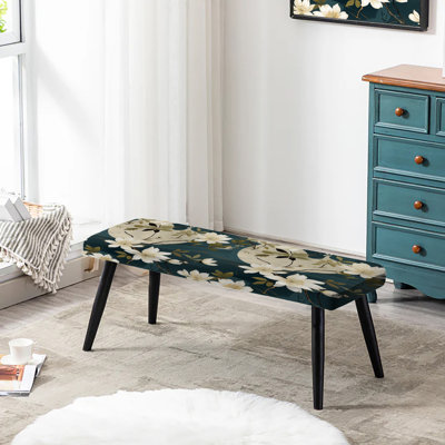 Banc noir rembourré blanc et vert