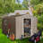 8ft x 10ft Gray Outdoor Metal Storage Shed with Metal Foundation, Window, Padlockable Sliding Doors & Punched Vents