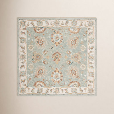 Desmondia Aqua Ivory Hand-Woven Wool Rug