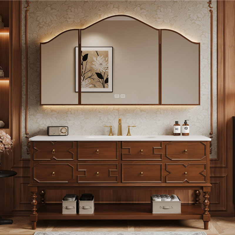 Armoire de salle de bain moderne de style américain., 59", Brown