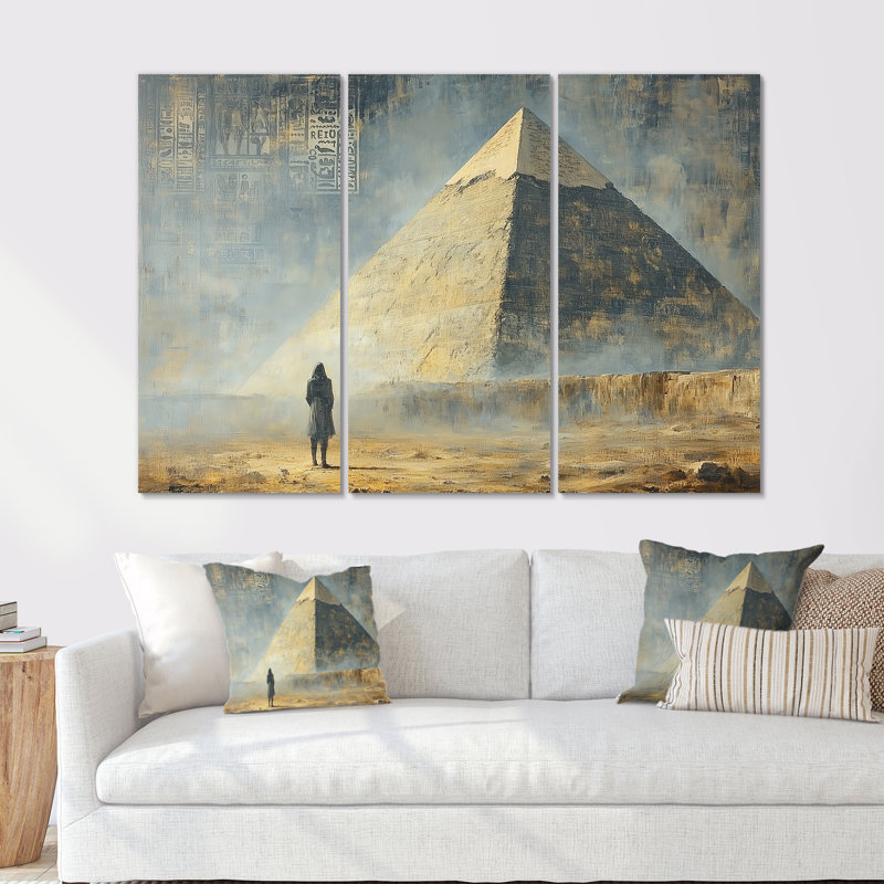 Égypte, grande pyramide antique de Gizeh - ensemble de décorations murales en Égypte, Toile tendue