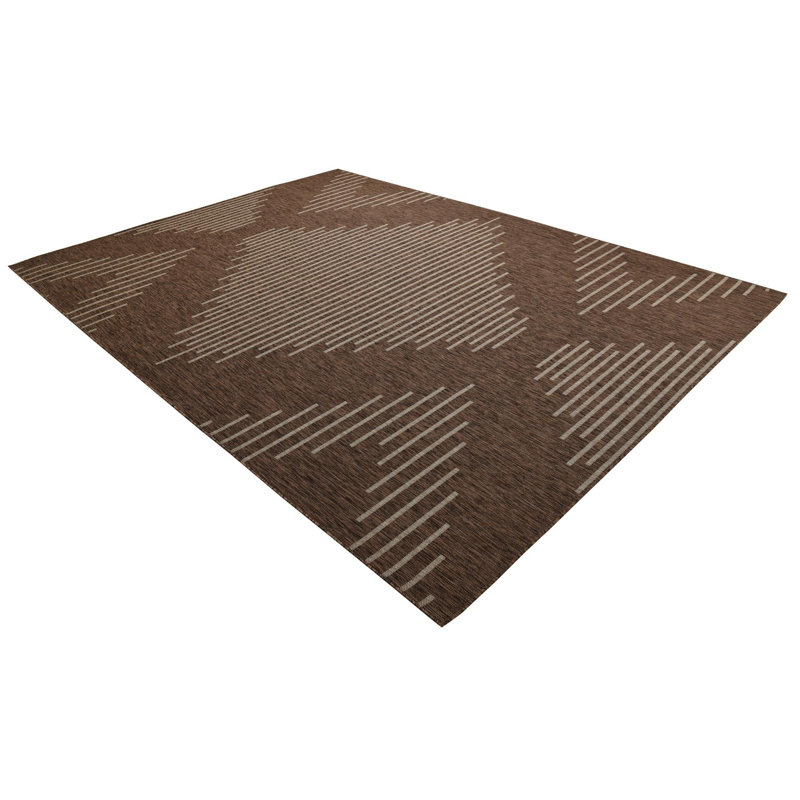 Tapis en polypropylène tissé à la machine en brun / ivoire Wallington, Rectangle 9 pi x 12 pi