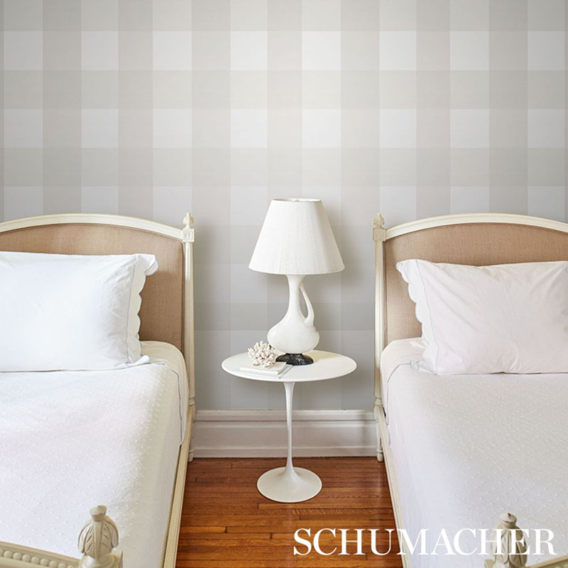 Willa Check Large Wallpaper, Birch