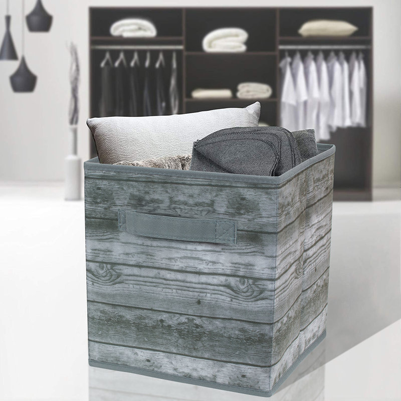 Sorbus Fabric Foldable Storage Cube Bins with Lids and Handle, 4-Pack, Gray