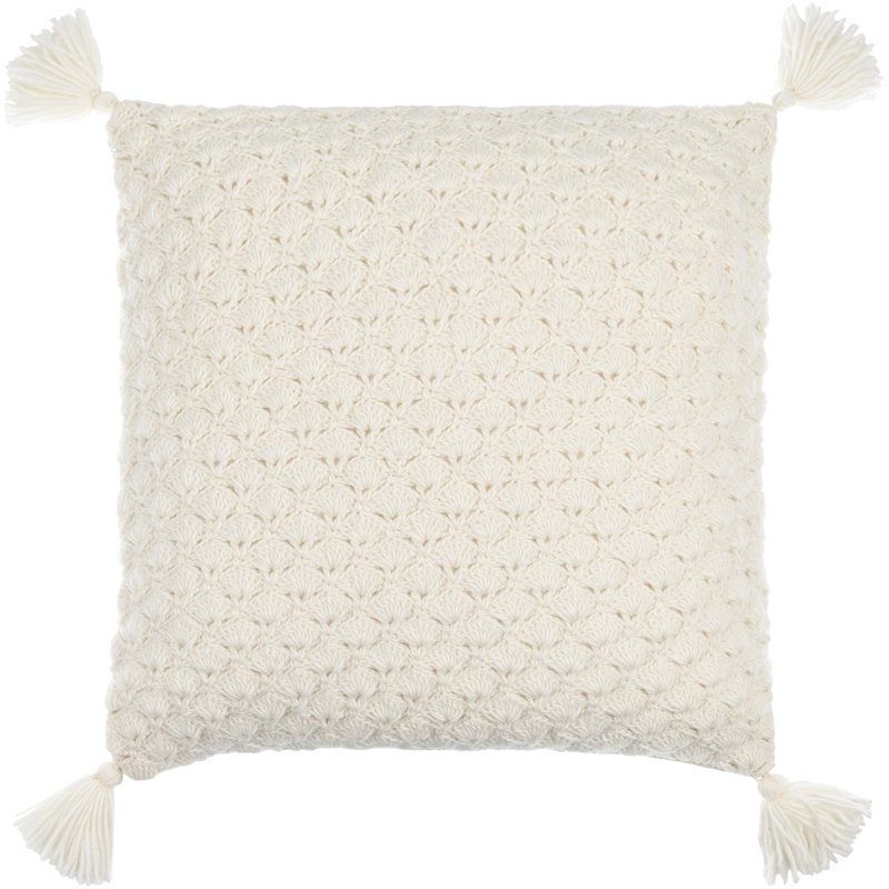 Coussin décoratif en mélange de laine Makrome, H 22 po x l 22 po, Blanc, Mélange de duvet