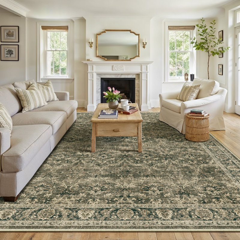 Tapis brun rétro pour salon Orihue, Rectangle 9 pi x 12 pi