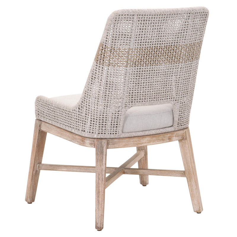 Chaise d'appoint, Taupe, Corde plate blanche / acajou gris naturel