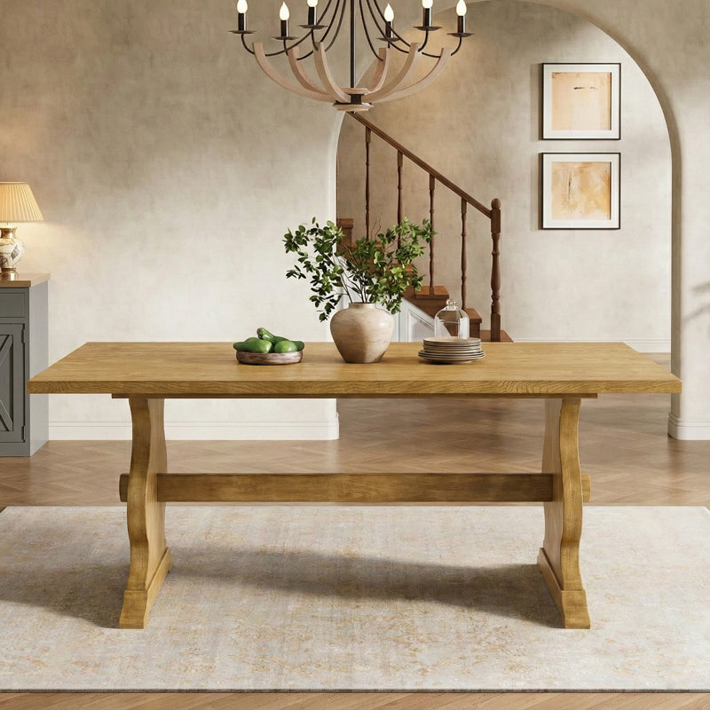 Oaklyn Traditional 70.8" Solid wood Dining Table, Light Wood