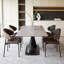 Grey Sintered Stone Dining Table with Black Carbon Steel Cross Legs, Modern Minimalist Design-947639609