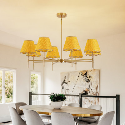 Luminaire suspendu en fer 8 rotin