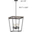 Lustre en forme de cage 4 lumières à grain de bois et d'îles noir