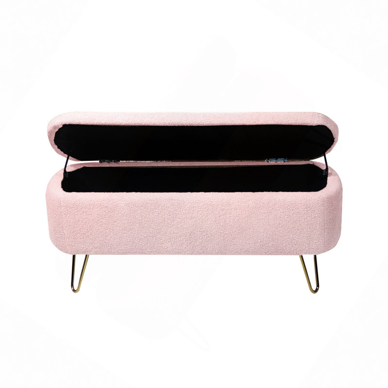 Banc rembourré en fausse fourrure, Rose
