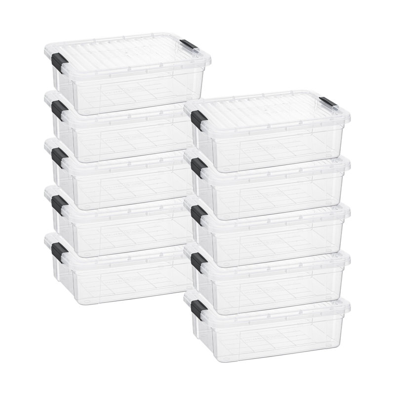  Clear Storage Boxes with Lids, 7.4 Quart BPA Free Plastic Containers, Bins for Organizing, Stackable Crates, Organizer Totes for Home, Office, School, and Dorm, 10 Pack