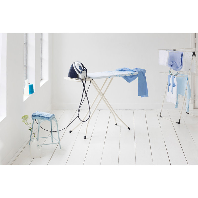 Brabantia Size C Large Ironing Board with Solid Steam Unit Holder, Cotton Flower