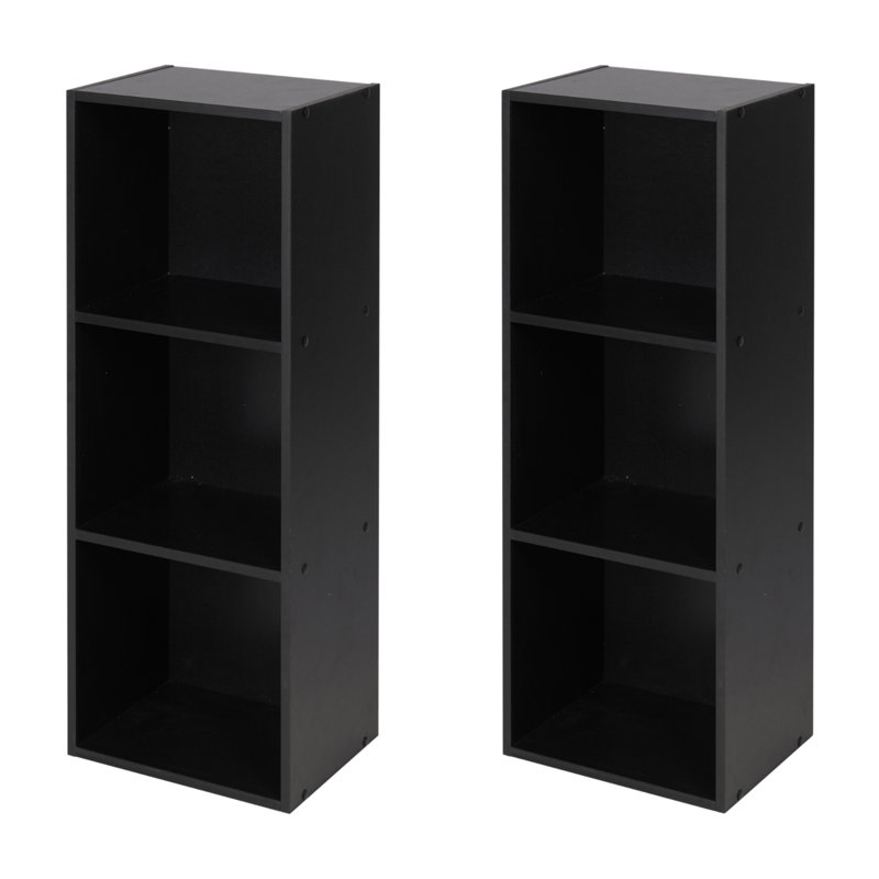 Jaidyn 76.2cm H x 76.2cm W Standard Bookcase, Black, Set of 2