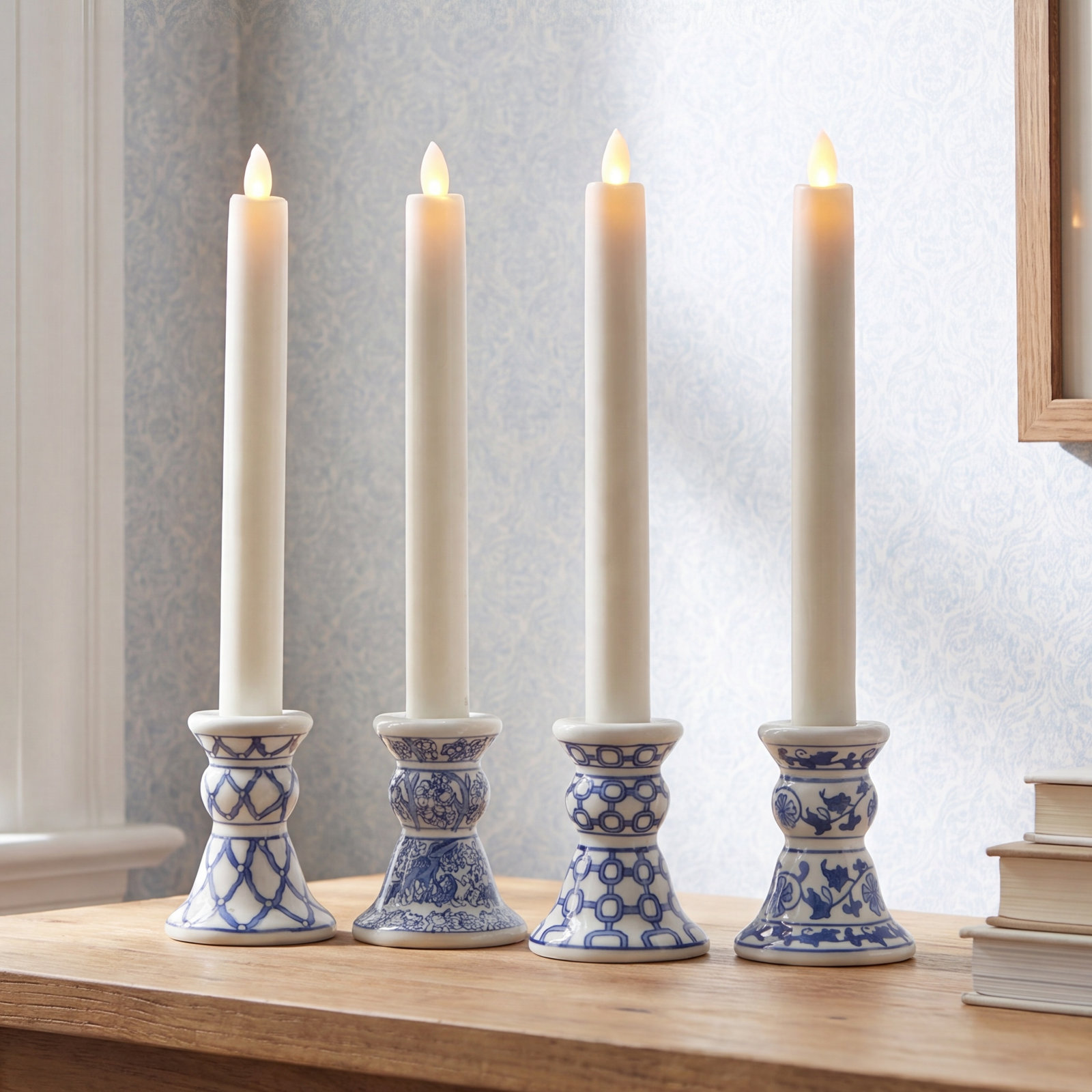 BARCLAY BUTERA DYNASTY MINI TAPER HOLDERS, SET OF 4, Blue
