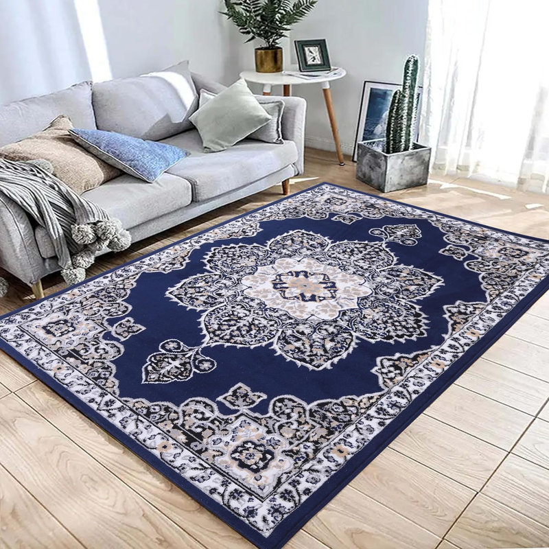 Woven Trends Modern Deklynn Area Rug with Classic Geometric Design, Blue, Runner 1'9" x 7'2"