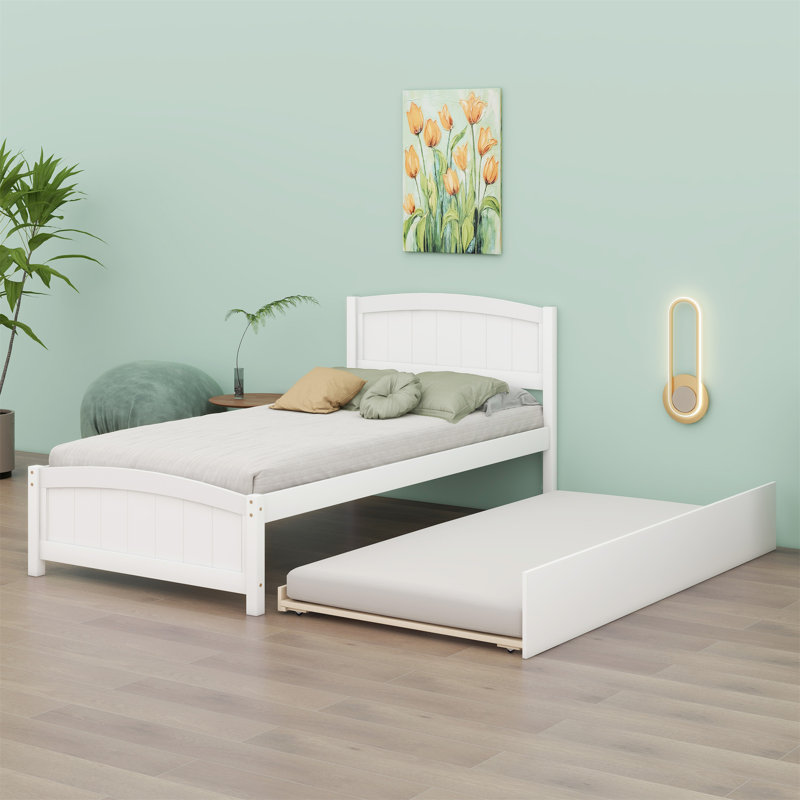 Lit plate-forme avec lit gigogne, Blanc
