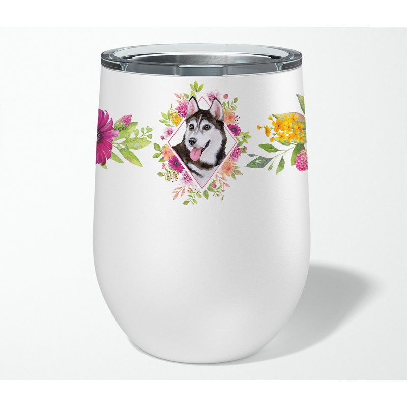 Verre à vin double mural en acier inoxydable 12 onces Ancram, Husky de Sibérie noir