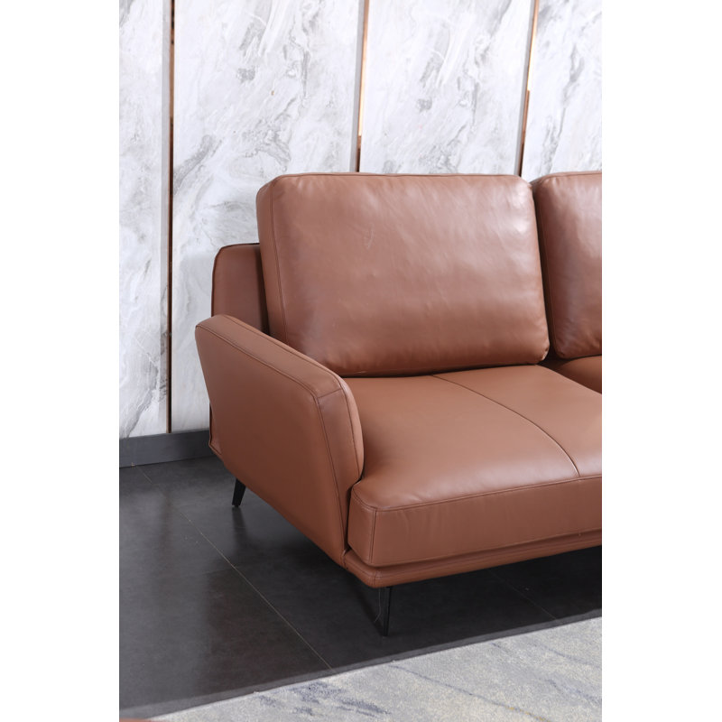 Sofa, Russet Brown Genuine Leather, 65"