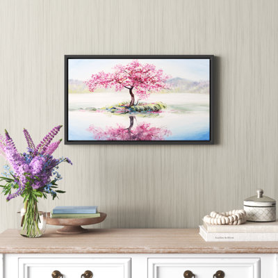 Cerisier japonais sur un petit îlot idyllique - reproduction d'art sur toile