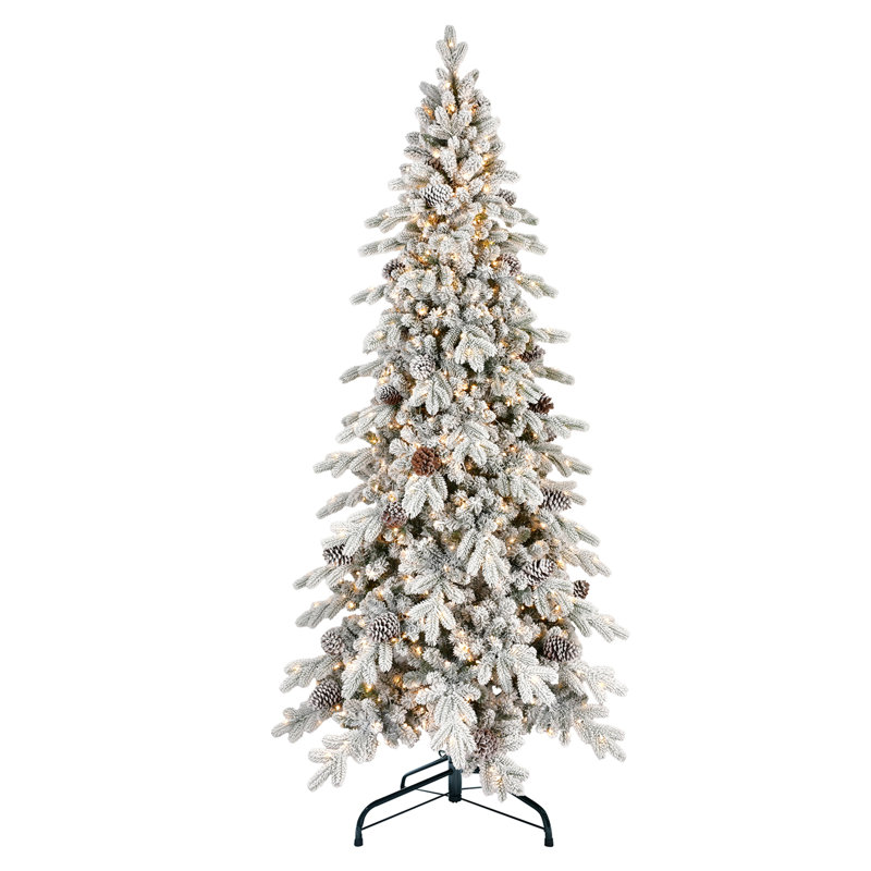 Arbre de Noël en flocage PE / PVC avec 1250 lumières DEL blanc chaud, 6'