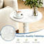 Table d'appoint ronde à pied fuselé blanc, table de chevet ornée de perles, table décorative multifonctionnelle pour salon, chambre à coucher et petits espaces