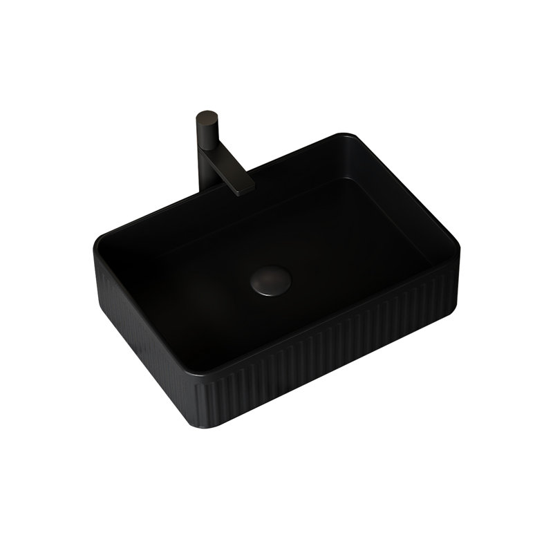 Lavabo vasque rectangulaire en céramique de haute qualité de 20 po sans robinet, noir, pratique