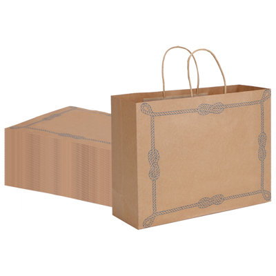 50Pcs Brown Paper Bags Gift Bags With Handles Retail Bags Party Bags Paper Shopping Bags