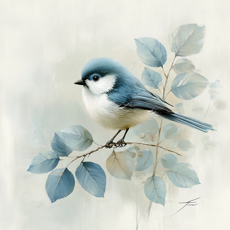 Breezy Observer - Reproduction d'art aquarelle d'oiseau, H 20 po x l 20 po