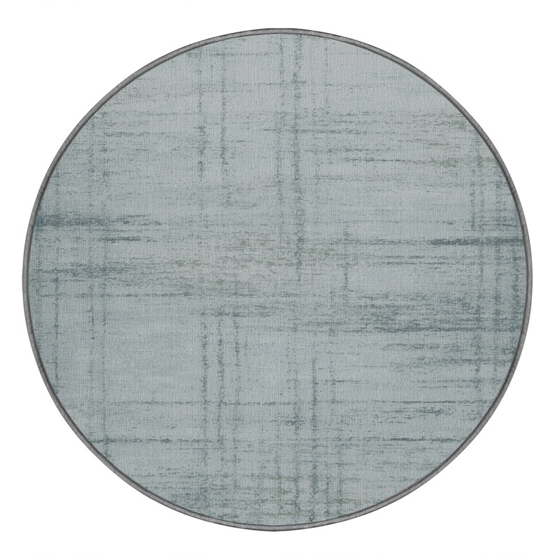 Tapis abstrait gris lavable à la machine, Rond 4 pi