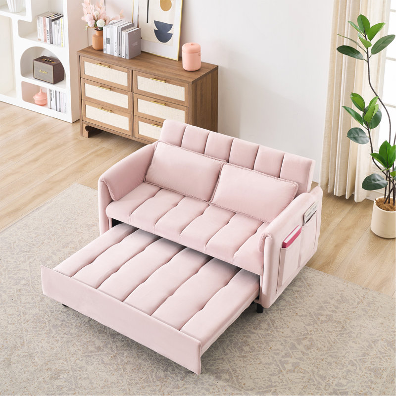 Canapé moderne en velours rose 52 po, Rose