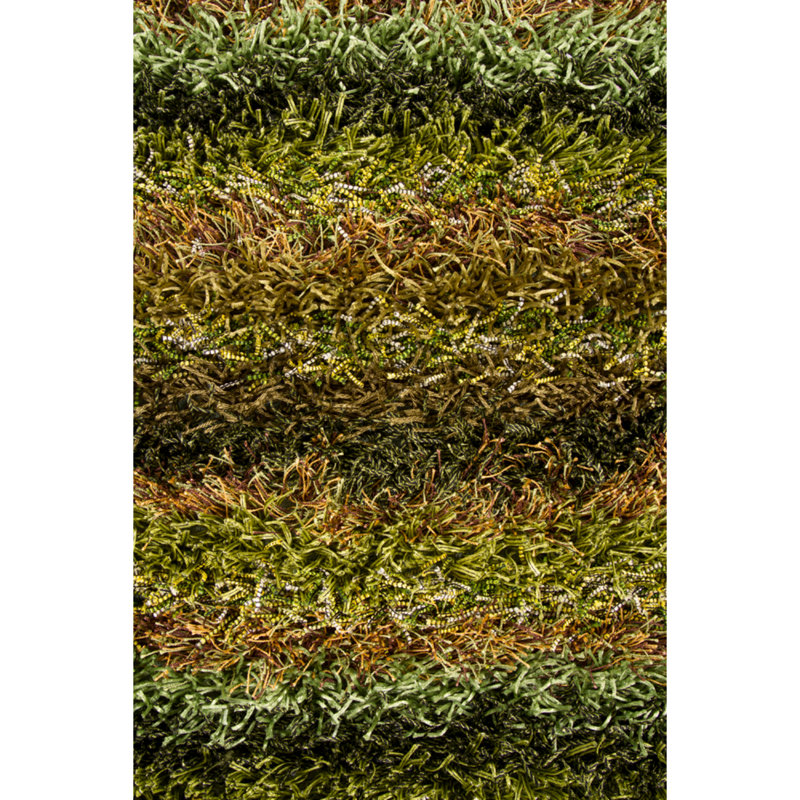 Kubu Hand Loomed Striped Area Rug in Green, Round 7'9"