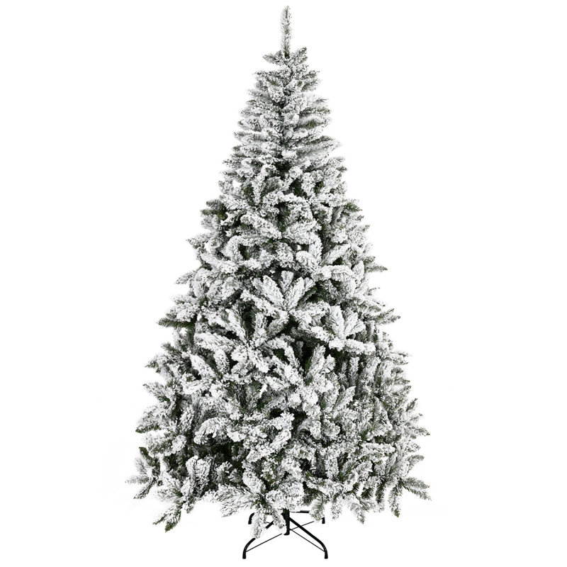 Arbre de Noël artificiel enneigé 7,5 pi avec branches réalistes, H 7,4 po