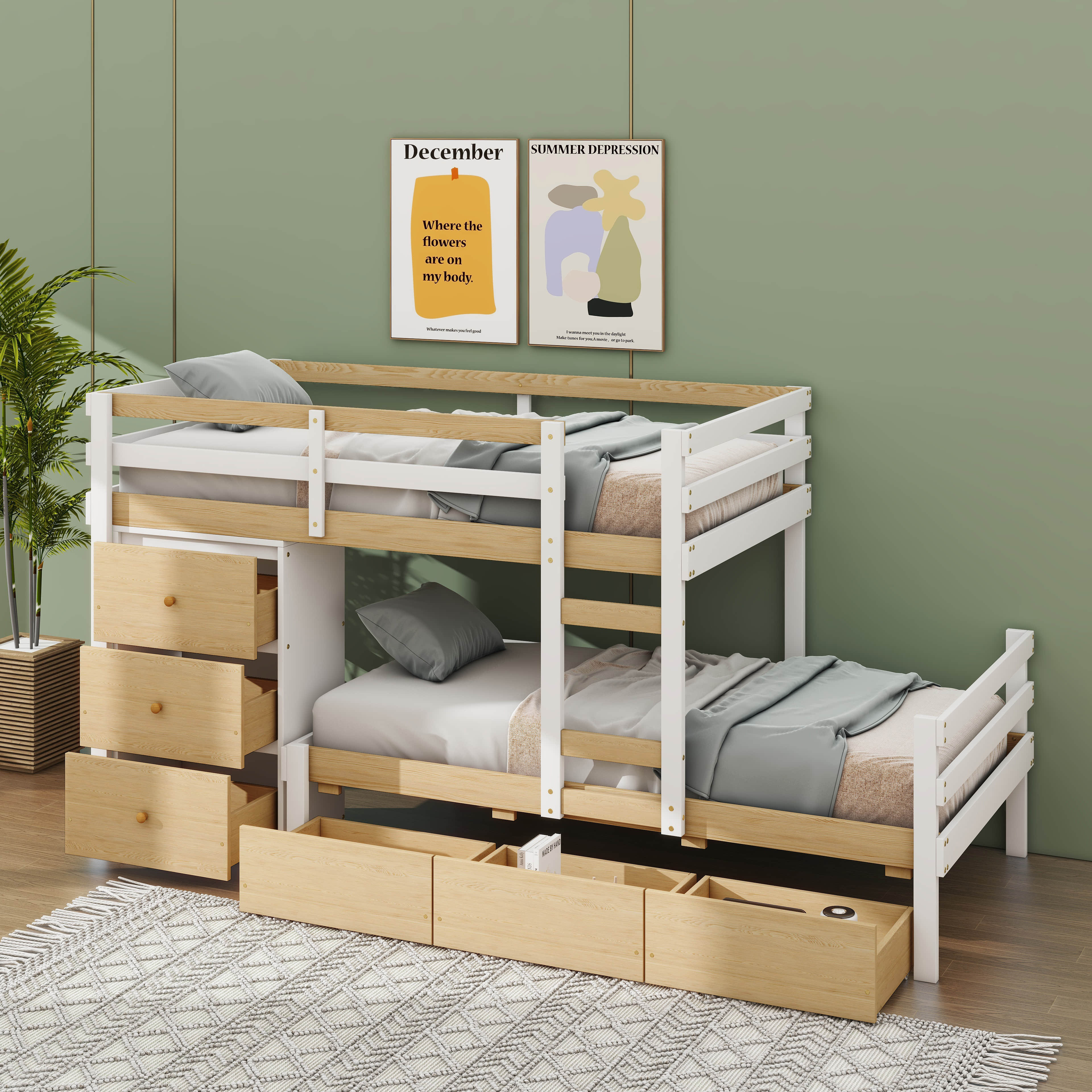 Harriet Bee SpaceEfficient Twin Over Twin Loft Bunk Bed With BuiltIn — free download