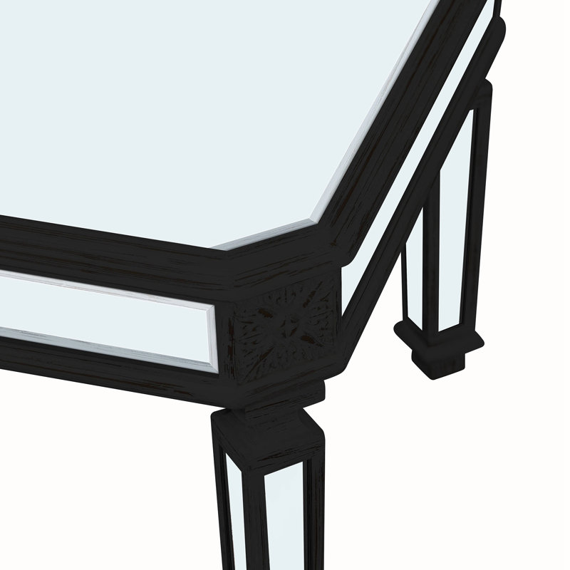 Table à thé rectangulaire en verre avec finition miroir