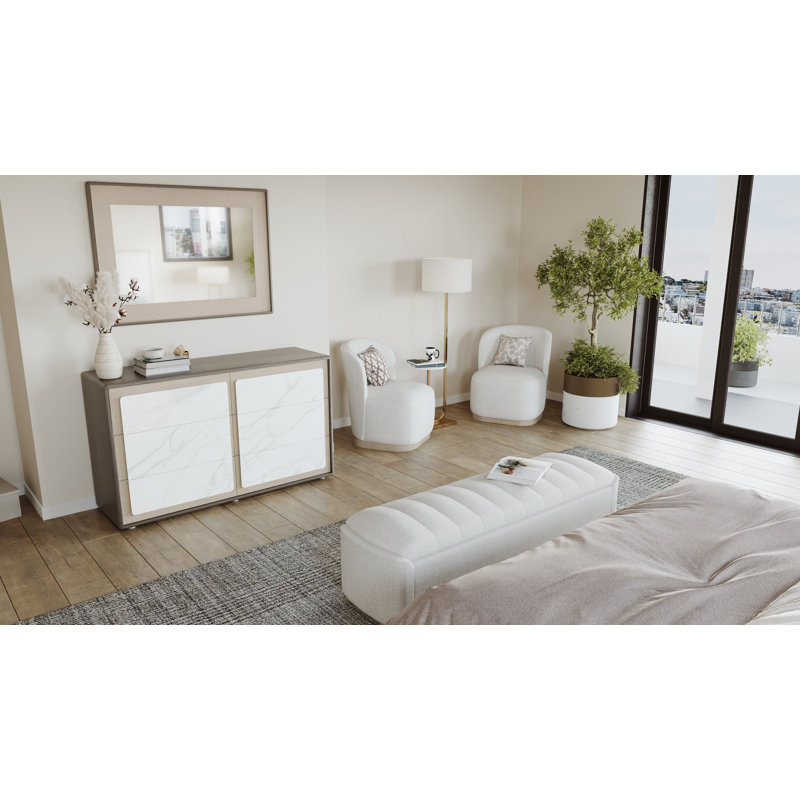 Tera Side Chair, Plush Snow 100% Polyester, Champagne