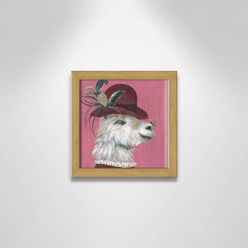 Art sur toile llama, H 9 po x l 9 po x P 1,18 po, Cadre en chêne