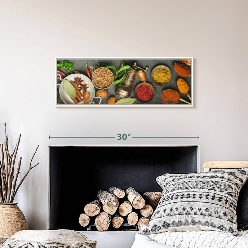 Fines herbes et épices, Cadre flottant blanc, 28 po x 10 po