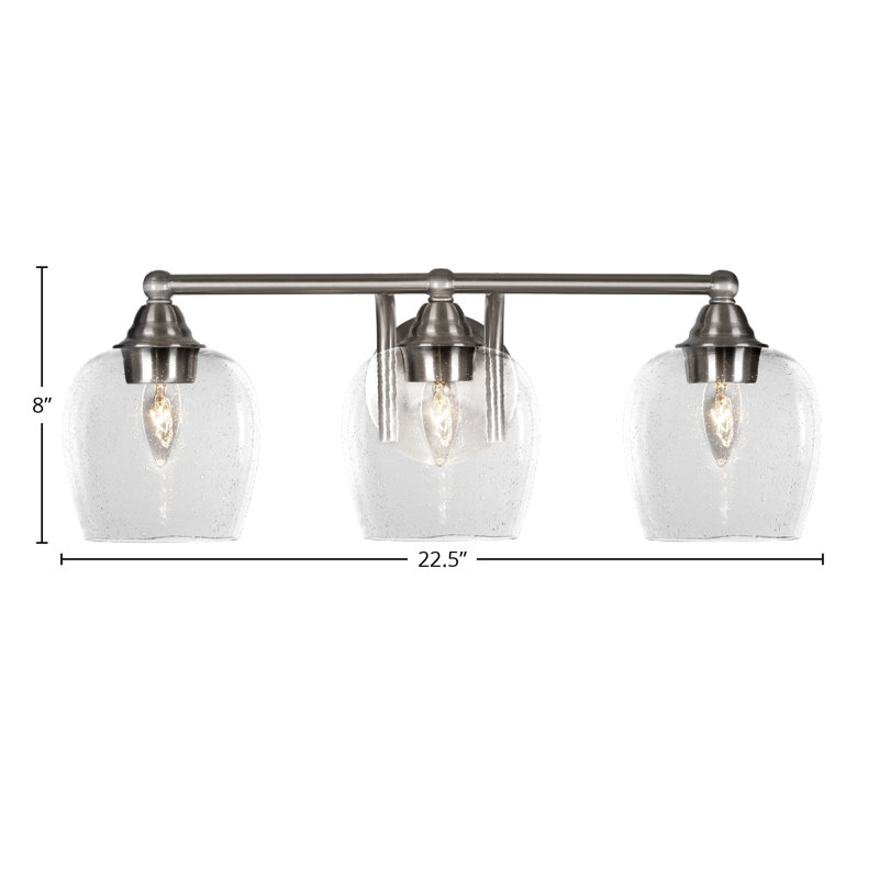 Michell 3-Light Bath Bar, Clear Bubble, Brushed Nickel