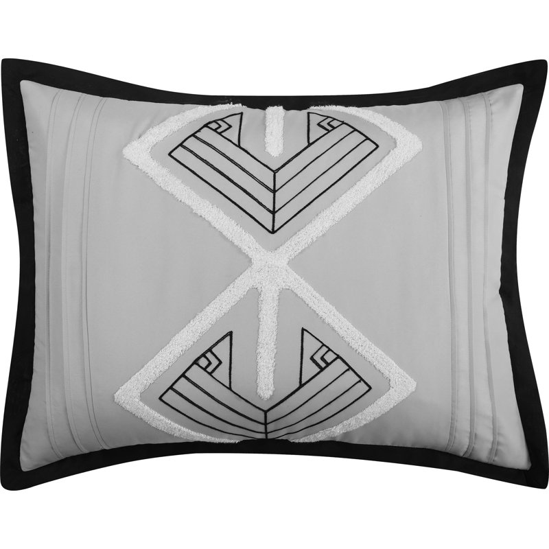 King Black and Grey Geometric Microfiber Comforter Set