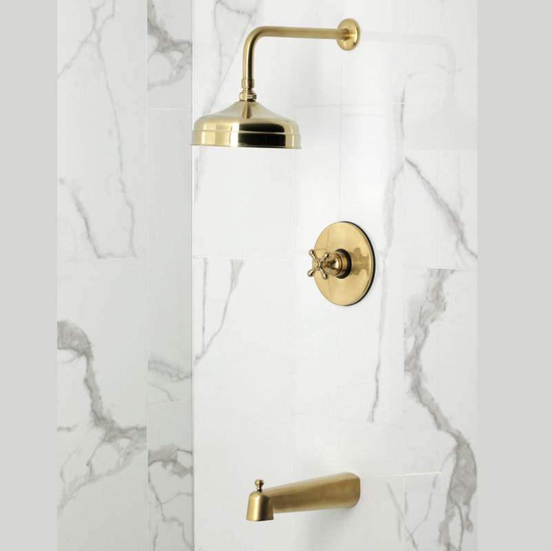 Kingston Brass Metropolitan Single-Handle Pressure Balanced Tub and Shower Faucet, Brushed Brass