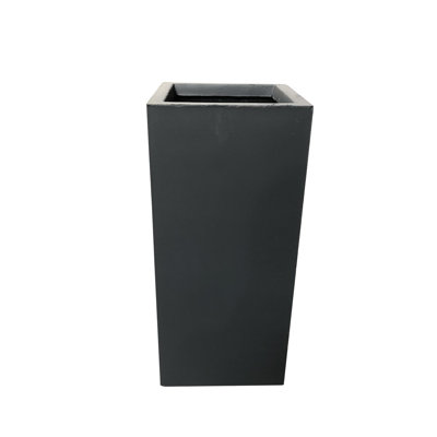  20inH Concrete Rectangle Tall Planter,Large Outdoor/Indoor Planter Pots Lightweight with Drainage for Patio Deck Livingroom(Charcoal)