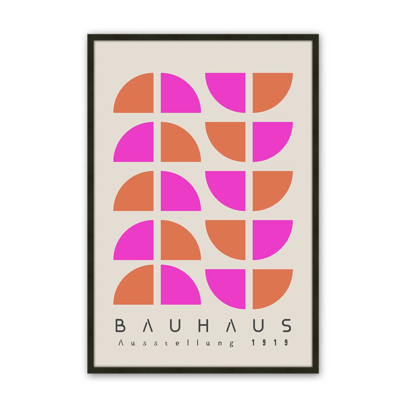 Imprimé géométrique Bauhaus Pop, H 25 po x l 19 po, Noir satiné