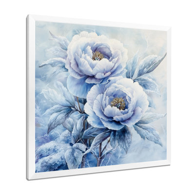 Pivoine bleue glacée - art mural pivoines