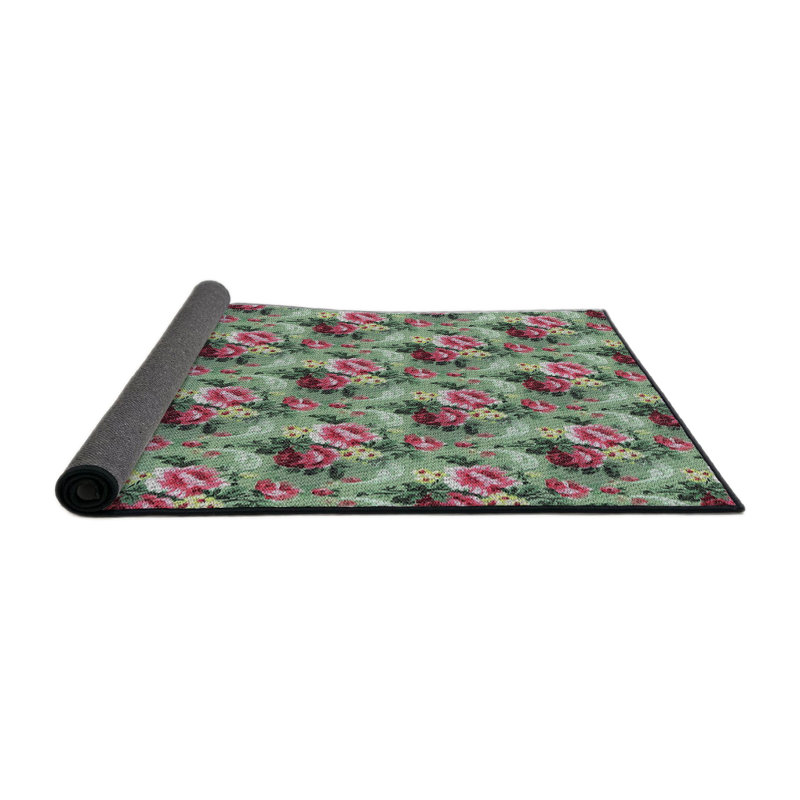 Tapis vert à motif floral Kiah, Rond 6 pi