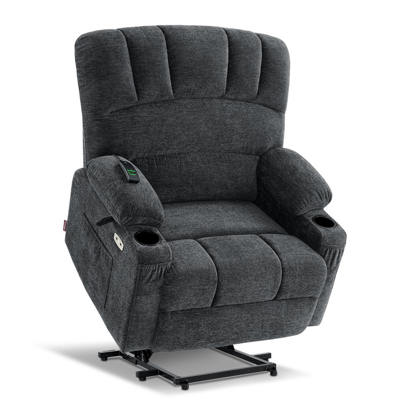 Maysoun 27.2'' Extra Wide Power Recliner Lift Chair with Massage and Heat for Big People, Fabric, Gray Fabric