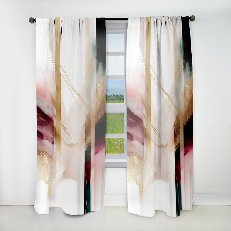 Assante - Abstract Geode Geometric Pink And Red I - Modern Velvet Curtain - Room Darkening - 1 panel, 52" W x 63" L