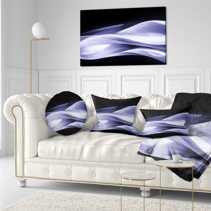 Fractal Lines mauve en noir - coussin imprimé abstrait